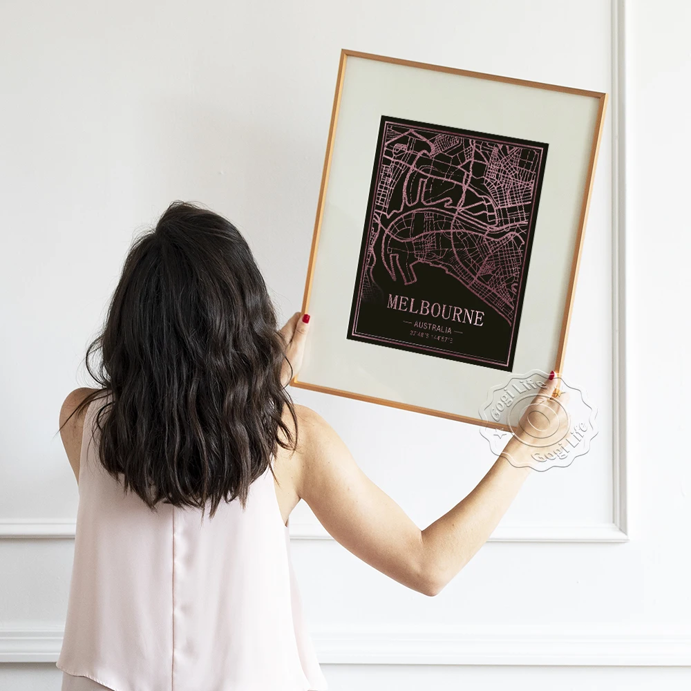 Карта туристического города мира креативный плакат Мельбурн Австралия