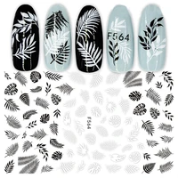 long leaves nail stickers black transfer stickers adhesive nail art deco simple used nail sticker new year winter nail decals