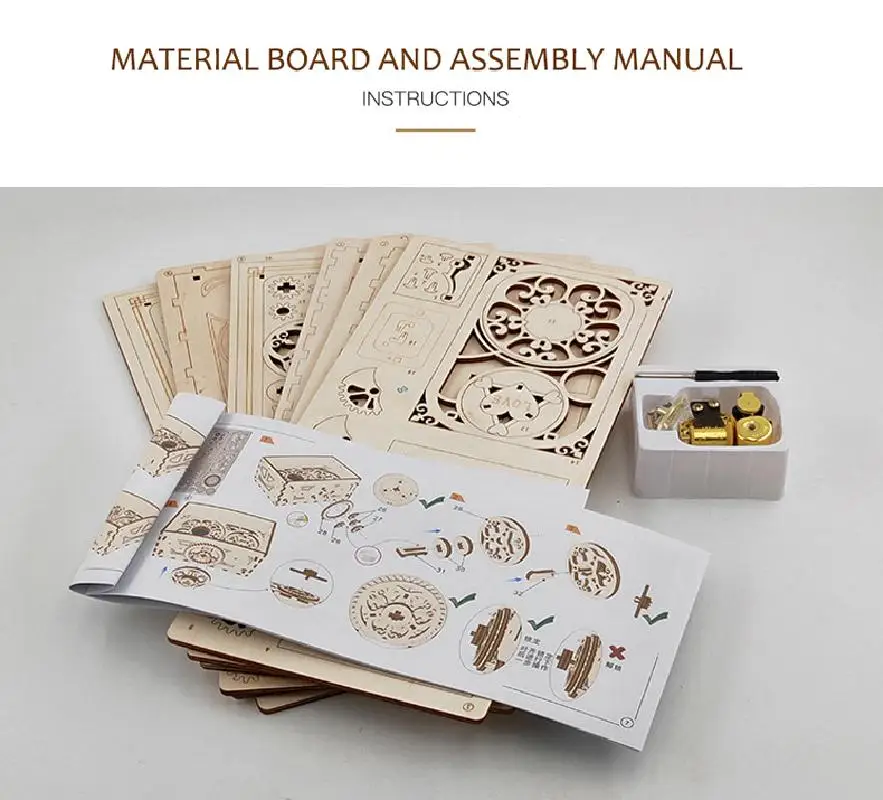 Деревянная Механическая коробка для драгоценностей модель Uguter музыкальная