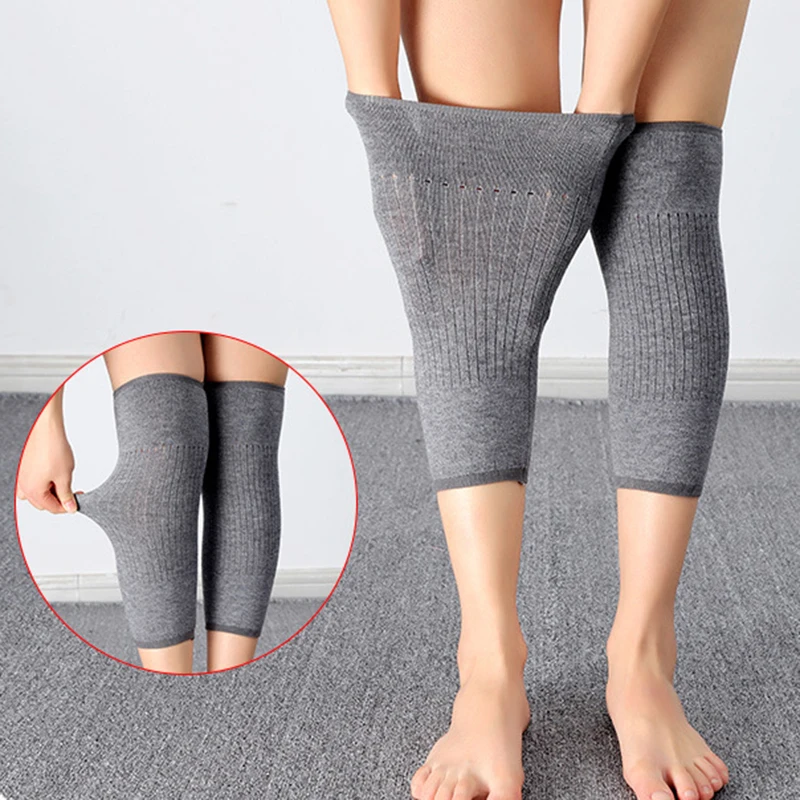 Зимние компрессионные наколенники для поддержки колена вязаные шерстяные