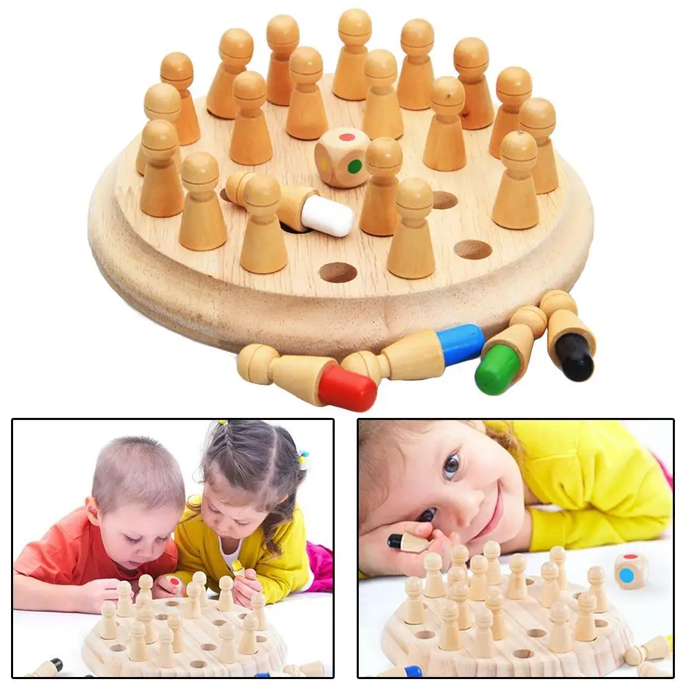 

Kids Wooden Memory Match Stick Chess Game Fun Block Board Color Ability Toy For Children Game Educational Cognitive