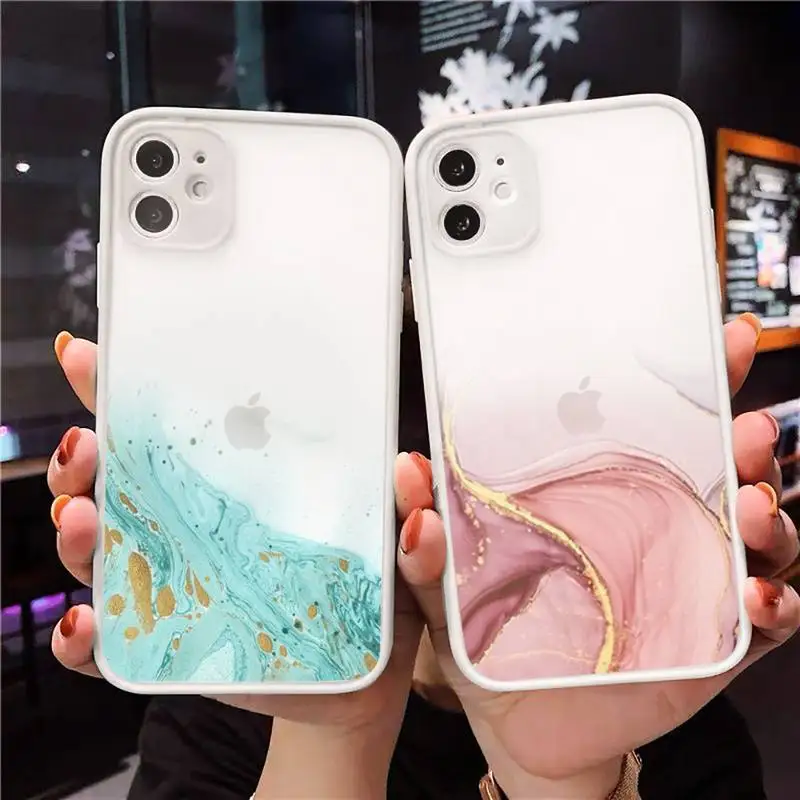 

Marble Gradient luxury art Phone Case Matte Transparent for iPhone 7 8 11 12 s mini pro X XS XR MAX Plus Clear mobile bag