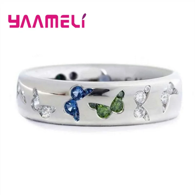 

Женские кольца с австрийским кристаллом в форме бабочки, ювелирное изделие из стерлингового серебра 925 пробы, Коктейльная вечевечерние, опт...