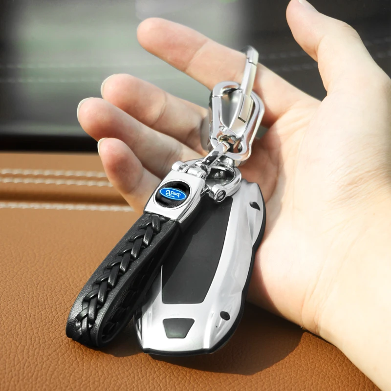 

1pc Luxury Leather Rope Car KeyChain Hand Woven Couple Auto Gift Detachable Metal For Ford Focus Fiesta Ranger Mondeo Escort