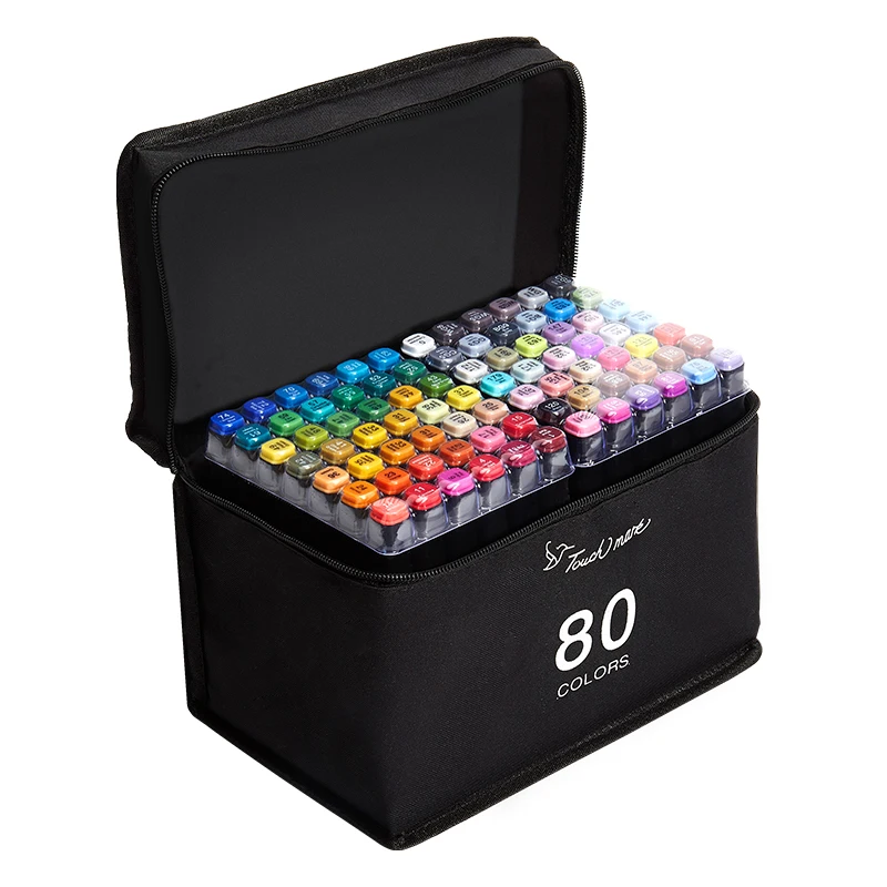 With Pen Holder Set Manga Drawing Markers Pen Alcohol Based Sketch Felt-tip Twin Brush Pen Art Supplies