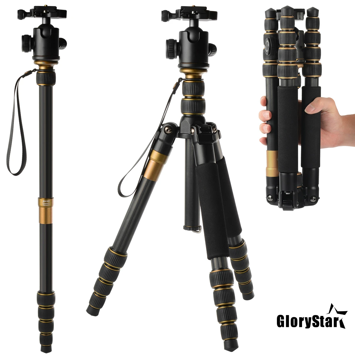 Профессиональный легкий переносной штатив Монопод из углеродного волокна с