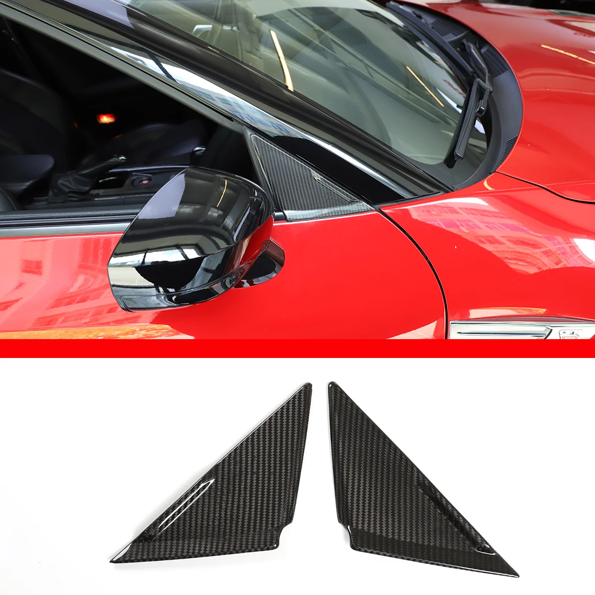 

For 2008-2016 Nissan GTR R35 real carbon fiber car front A-pillar triangle decoration sticker exterior decoration accessories
