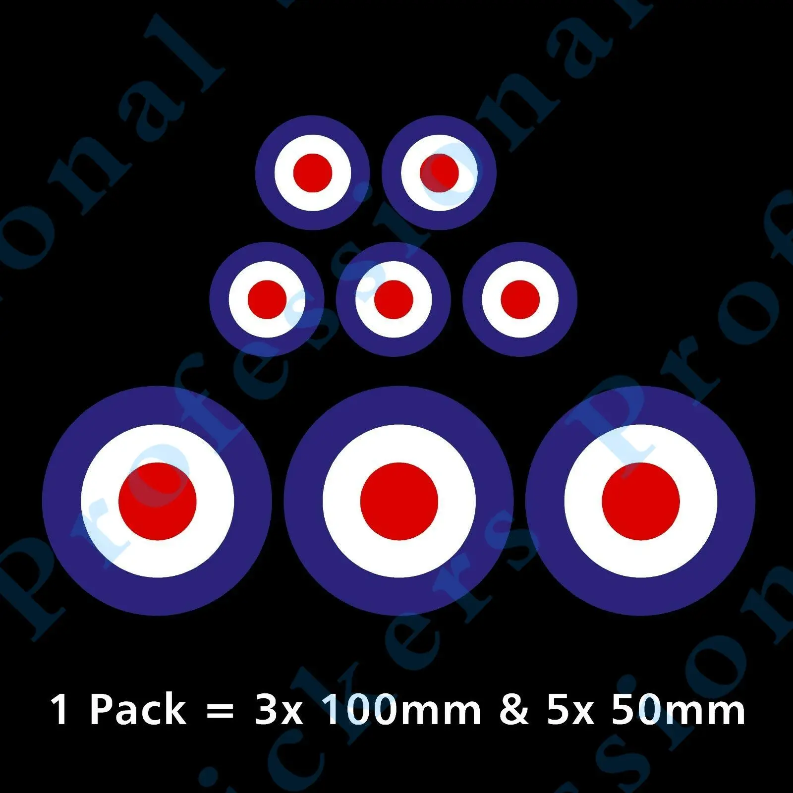 

RAF MOD Roundel Target Stickers - Van, Car, Scooter, Vespa, Royal Air Force Waterproof Vinyl Stickers for Car Motos