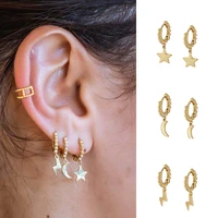 isueva vintage gold filled dangle earrings moon star cross pendant piercing earring boucle d oreille femme jewelry wholesale