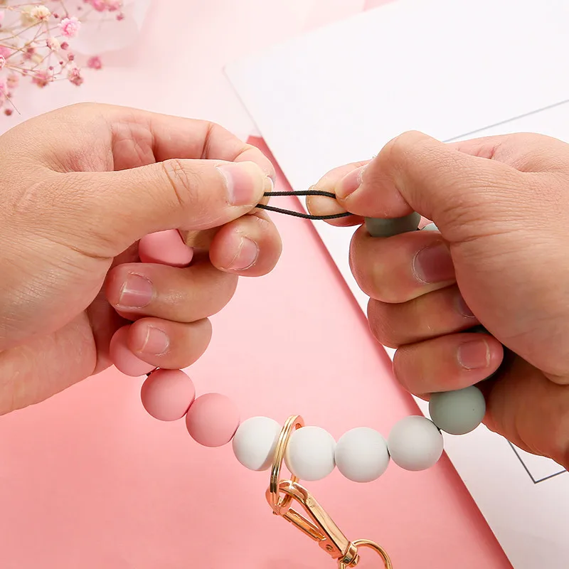 2021 Лидер продаж силиконовый брелок для ключей с кисточками браслет из деревянных