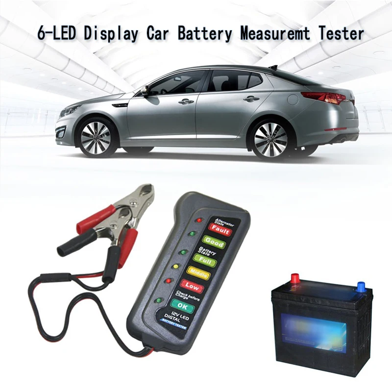 Мини 12 в автомобильный тестер батареи цифровой генератор 6 светодиодный дисплей