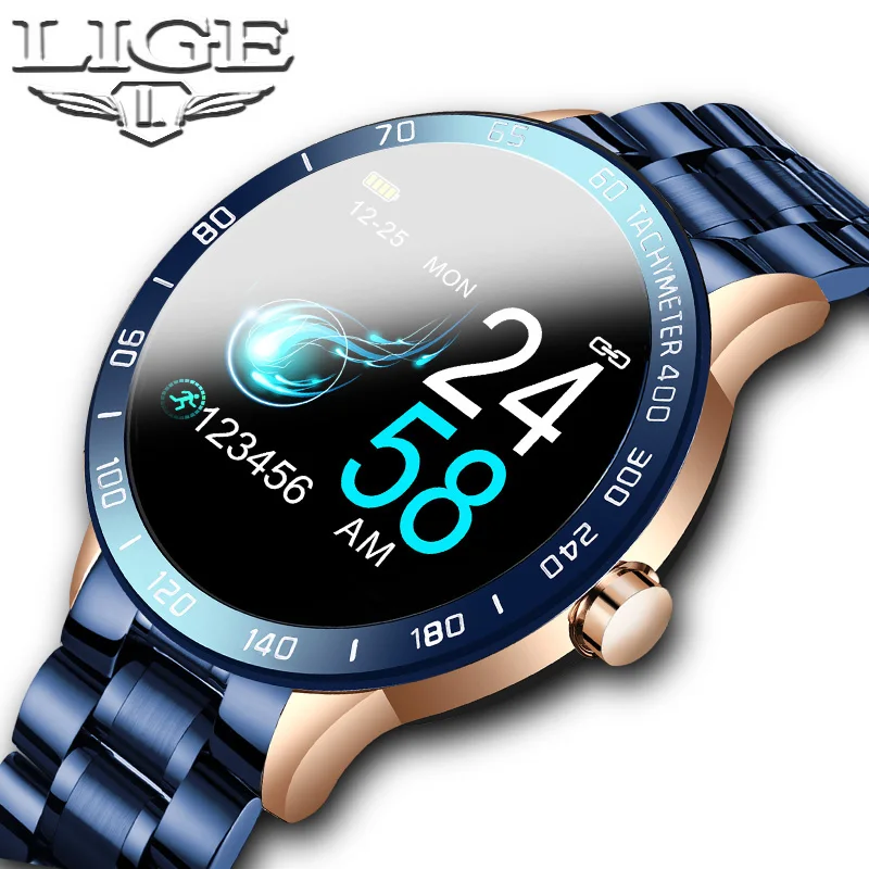 Смарт часы LIGE мужские с пульсометром тонометром и шагомером|Смарт-часы| |