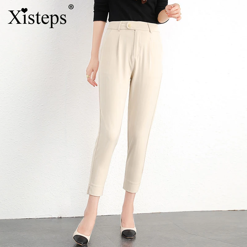 

Женские брюки-шаровары Xisteps, повседневные, со складками, со средней посадкой, для офиса, для осени, 2020