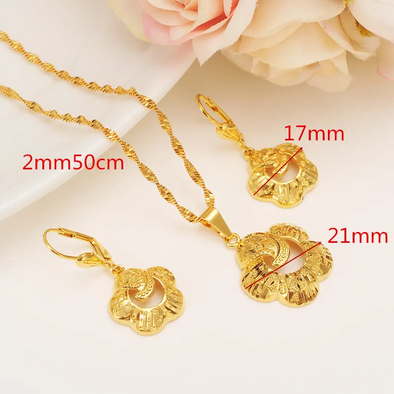 

18 k Solid Fine G/F Gold Fashion NEW Specific character Vogue Necklace Pendant Earrings Jewelry Set Ethiopian Party Gift