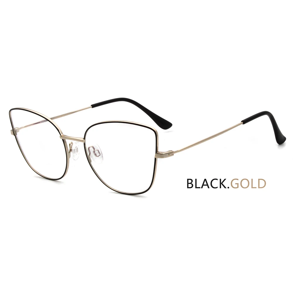 Black.Gold Новинка, Модные металлические очки кошачий глаз с бабочкой, оправа для женщин, ретро оптические очки, очки FVG7169 - Цвет оправы: Black.Gold