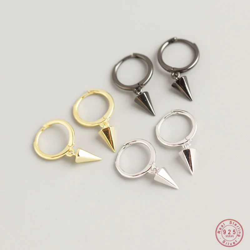 Женские мини серьги гвоздики с заклепками в стиле панк из стерлингового серебра