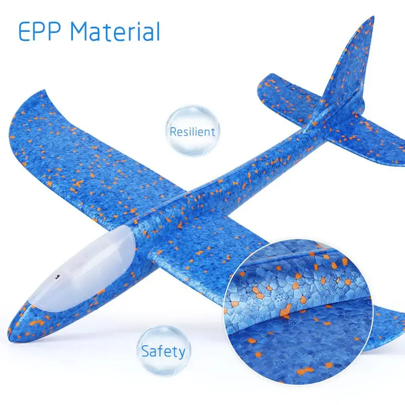 

Foam airplane luminous toy hand-thrown airplane 48cm airplane model children glider outdoor parent-child toys for children