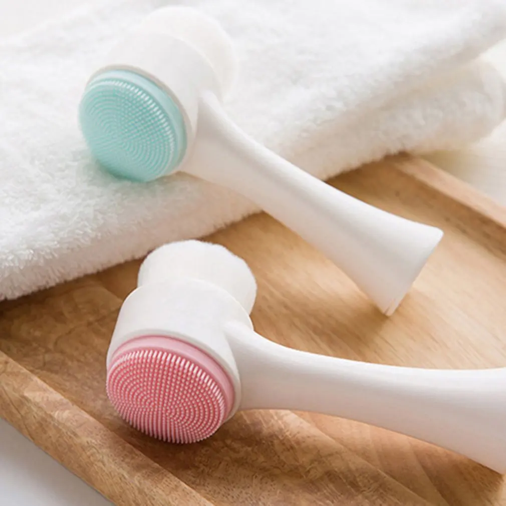 

Double-sided Silicone Facial Cleanser Wash Brush Soft Mild Fiber Face Cleaning Washing Tool Skin Care Tool