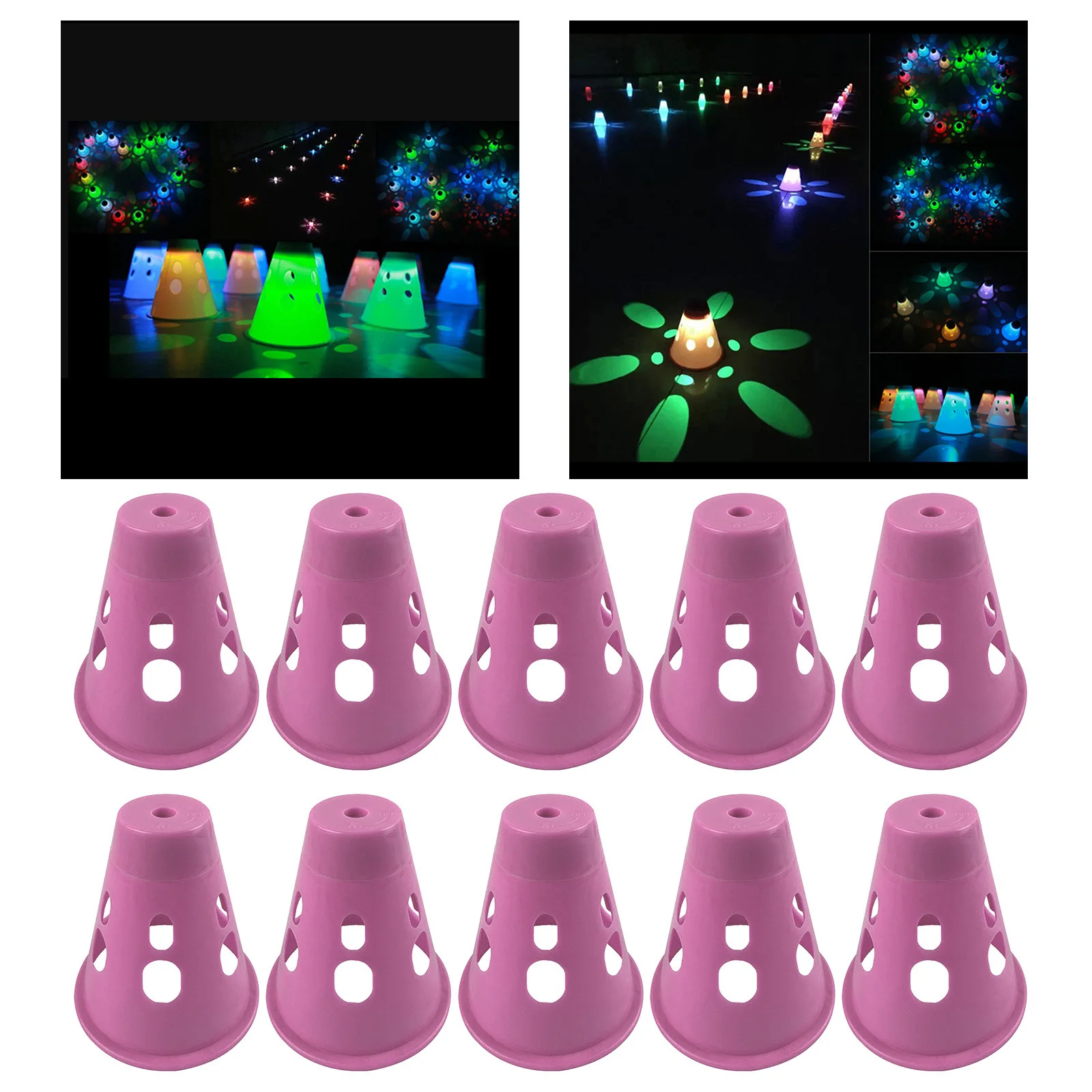 10x Plastic LED Skating Cones Skate Training Marker Pile Cups Decor |