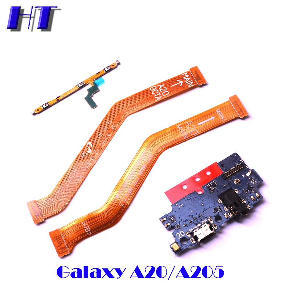 For Samsung Galaxy A20 A205F A205DS A205FN power volume side button strip mainboard LCD USB charing board microphone flex cable | Мобильные