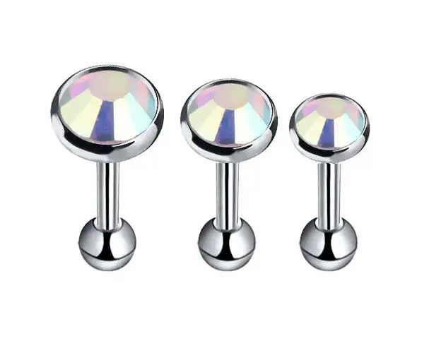 Imixlot 3 шт./компл. 316L из нержавеющей стали круглые циркониевые серьги-тренгус штанга-Спираль пирсинг для хряща уха кольцо ювелирные изделия для женщин девушек