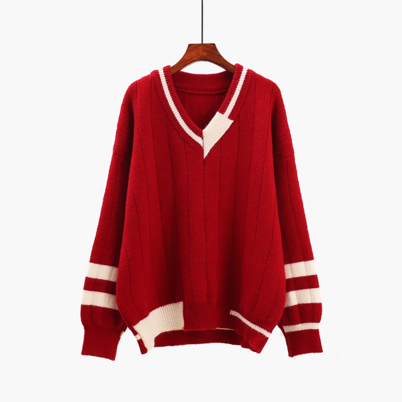 Пуловер Женский свободного покроя с V-образным вырезом | Женская одежда