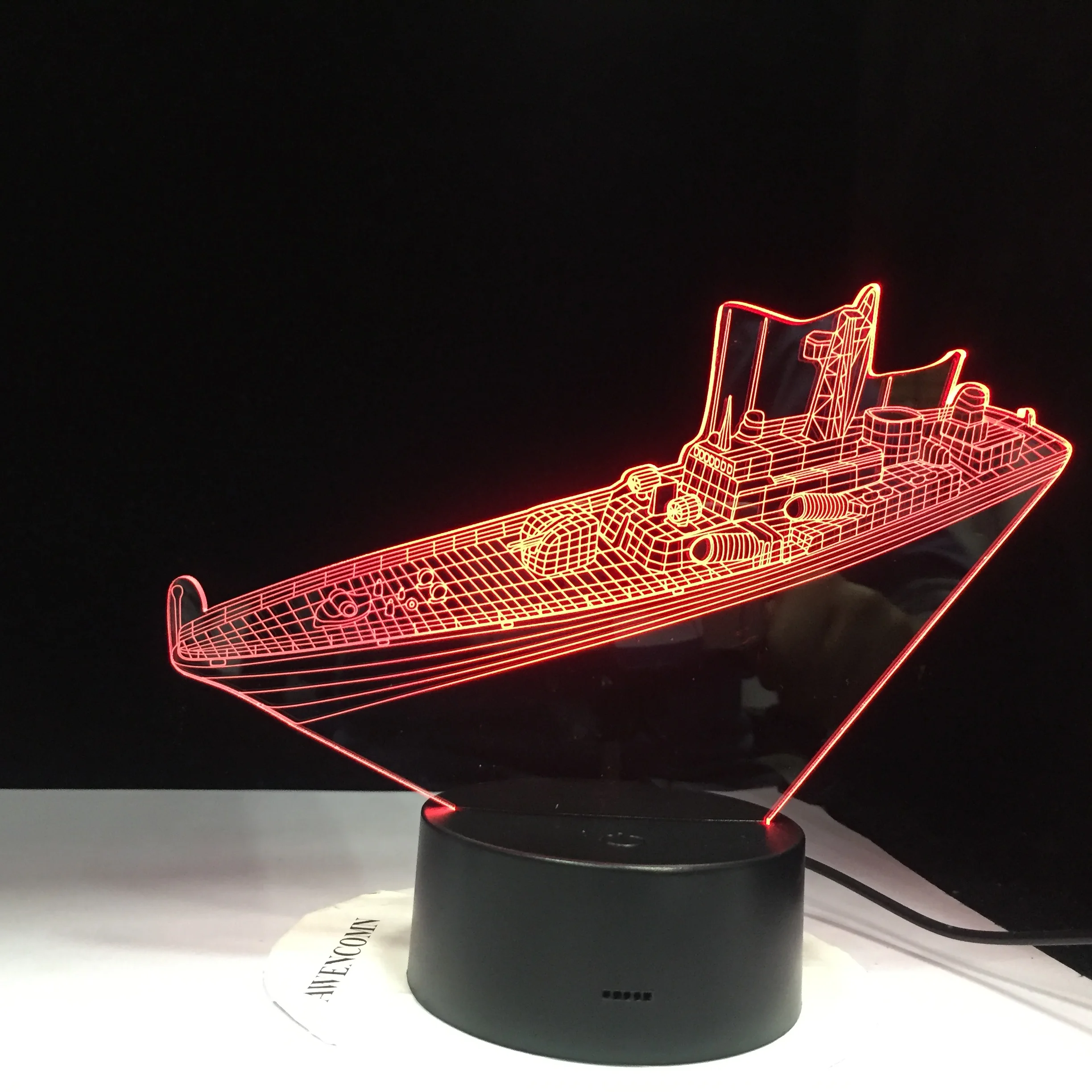 Светодиодный ночник 3D Ship настольная лампа акриловая Оптическая иллюзия люстра