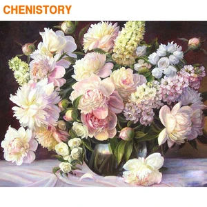 CHENISTORY Frame DIY Painting By Numbers Modern Wall Art Picture By Numbers Flowers Paint By Numbers For Home Decor 60x75cm Gift