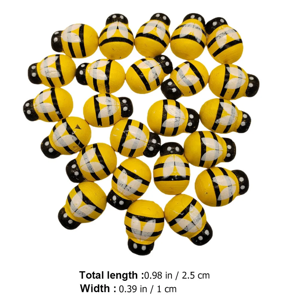 

48Pcs Creative Bee Crafts Decorative Bee Artware Painted Wooden Crafts (Yellow)