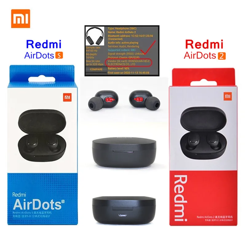 Redmi Airdots2 наушники вкладыши TWS с оригинальные Xiaomi AirdotsS Bluetooth гарнитура Mi True