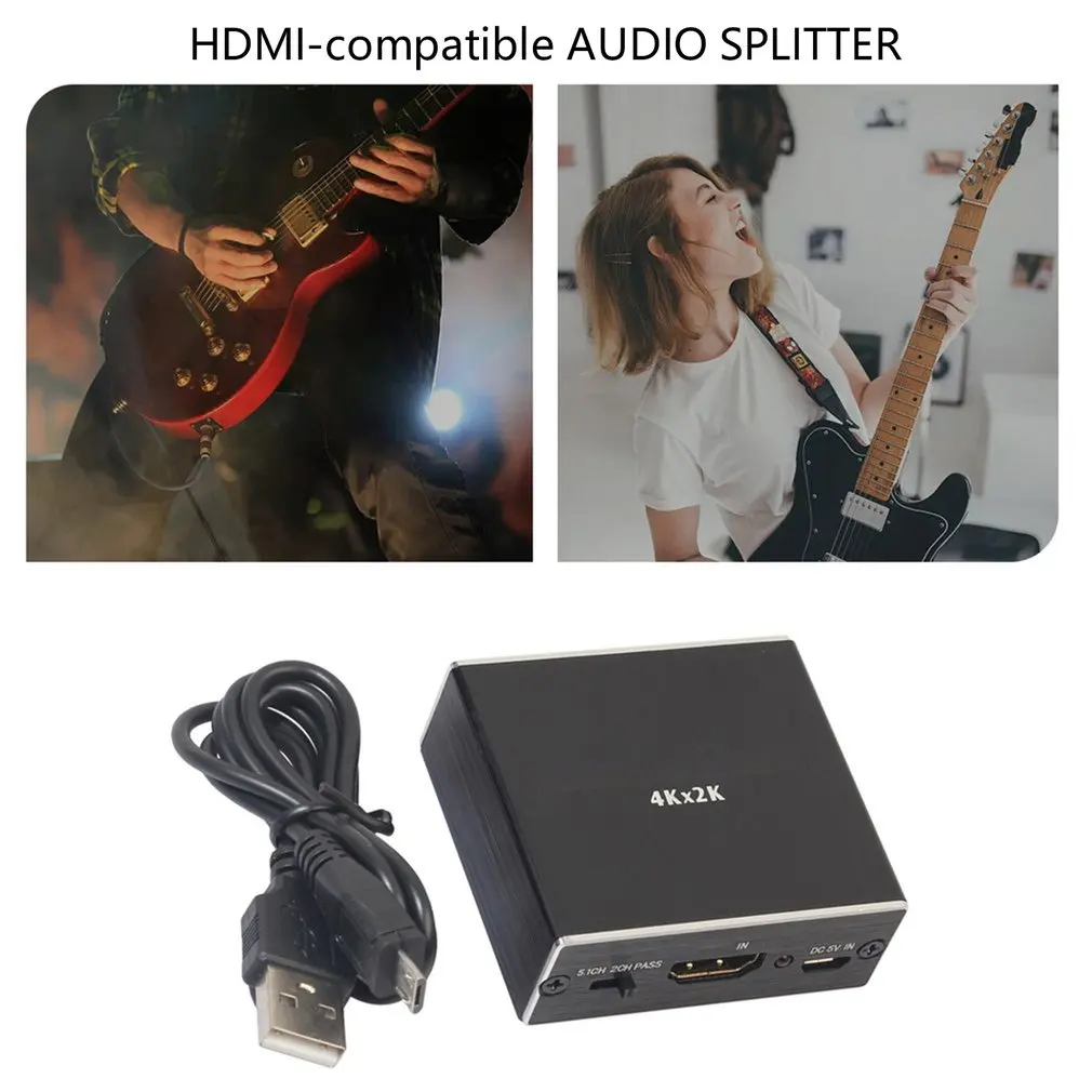 

New 4k*2k Audio Splitter With Aluminum Alloy Shell, Stereo Audio Extractor Hdmi-compatible Audio Splitter Converter Video Cable