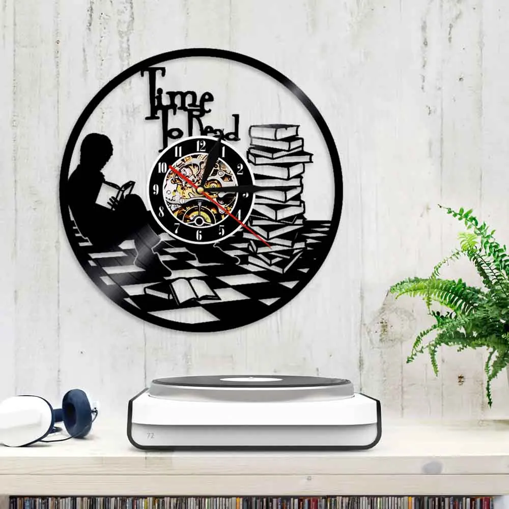 Настенные часы с мотивами времени чтения виниловые уникальные настенные