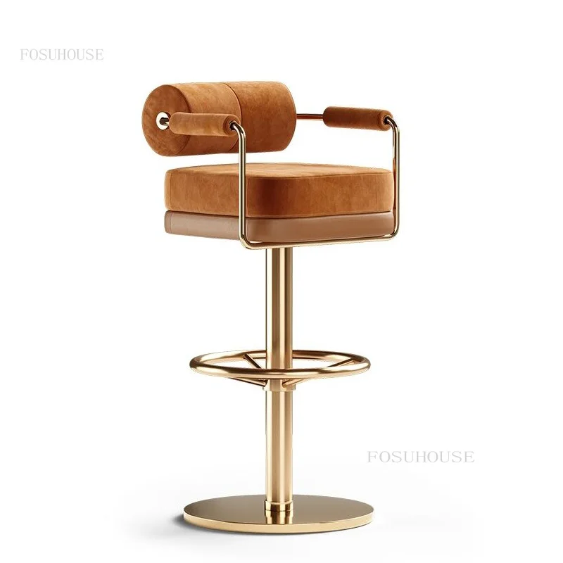 

Барные стулья в скандинавском стиле, высокий стул из нержавеющей стали со спинкой KTV, современный минималистичный современный продвинутый ...