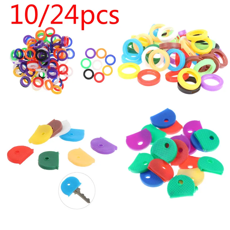 

10/24pcs Random Fashion Hollow Multi Color Rubber Soft Key Locks Keys Cap Key Covers Topper Keyring