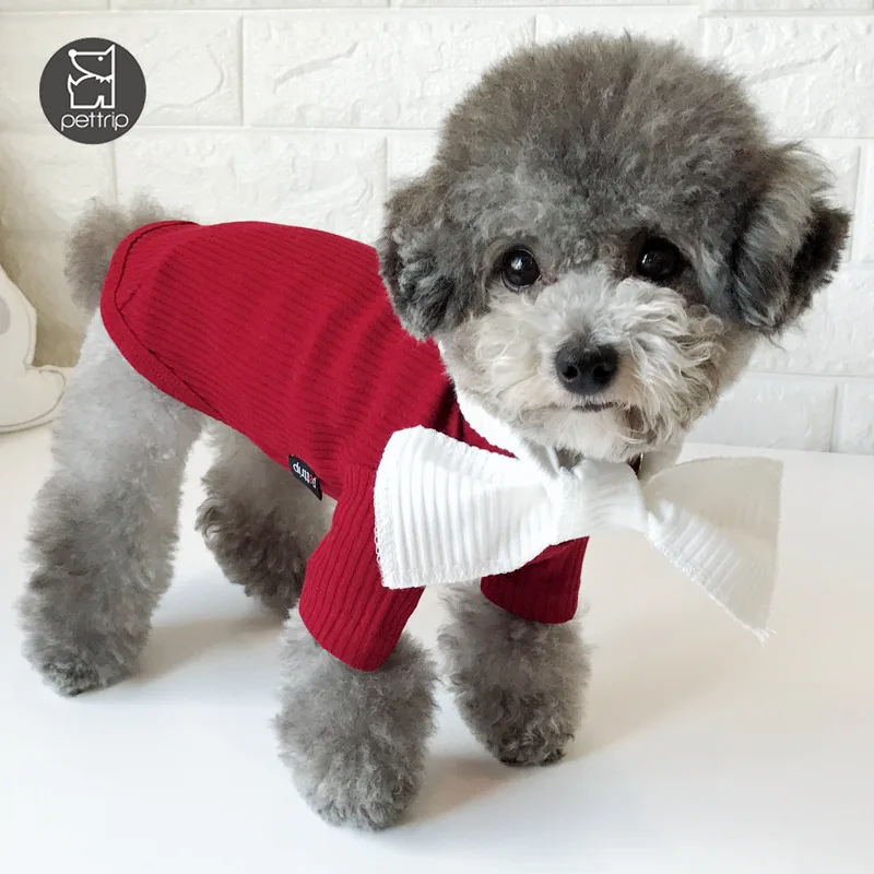 Одежда для маленьких собак с большим бантом модная одежда весны и осени белые