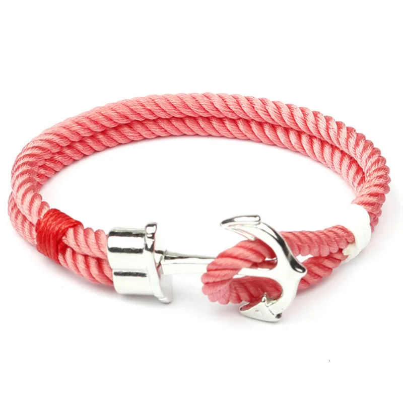 Fashion Men Bracelets Braided Wristband Nylon Bracelet Gifts Silvers Alloy Hook Anchor Rope Bangle Jewelry 2019 New pulseras | Украшения и