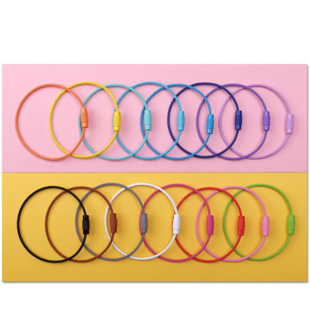 

Baking Paint Stainless Steel Wire Keychain Cable Rope Keyring Colorful Color For Car Key Chain Rings Holder
