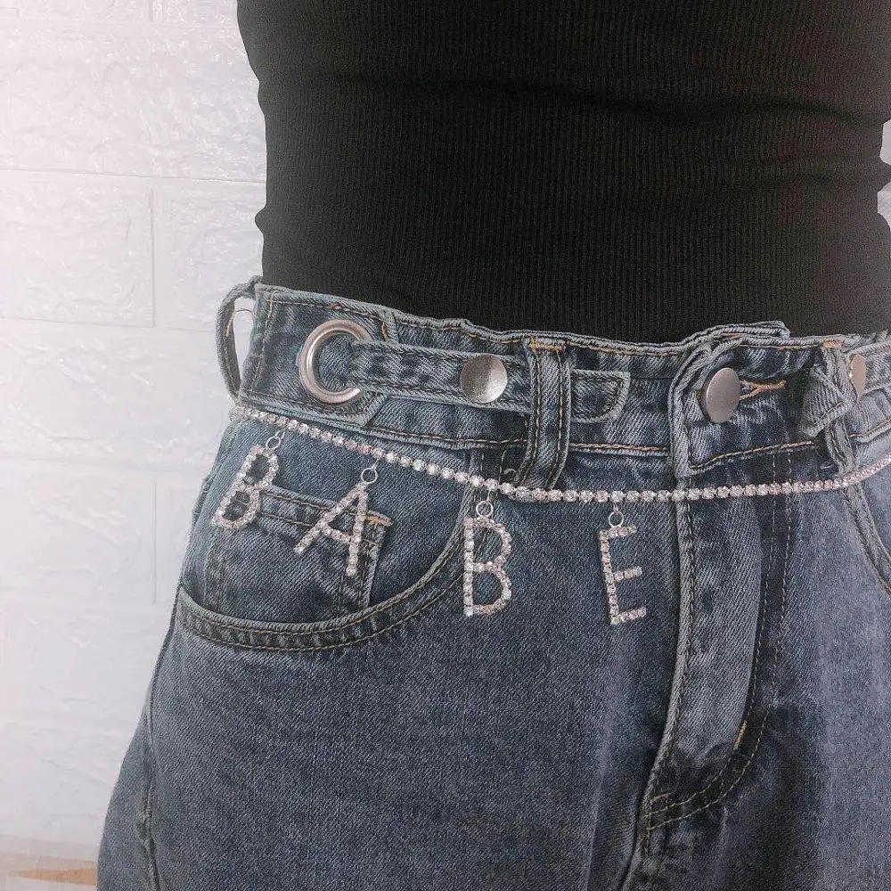 Модный Новый женский сексуальный пояс с надписью на талию и кристаллами