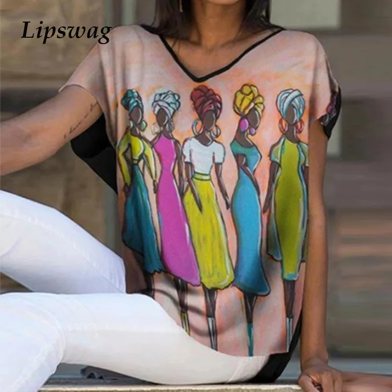 

Женская обувь в винтажном стиле; С мультяшным принтом Свободная блузка рубашка 2021 весна сексуальное с v-образным вырезом пуловер Топы офисн...