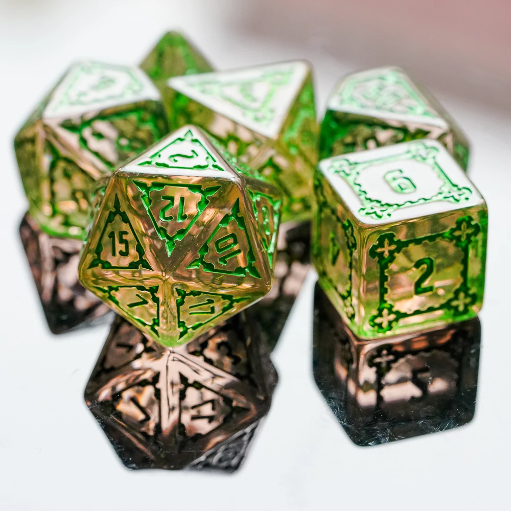 7 шт. 25 мм гигантский игральные кости DND набор многогранных кубиков с кожаным