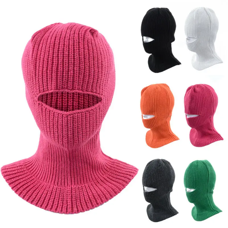 Уличная Балаклава 2019 зимние вязаные шапки с дырками маска для лица зимняя шапка