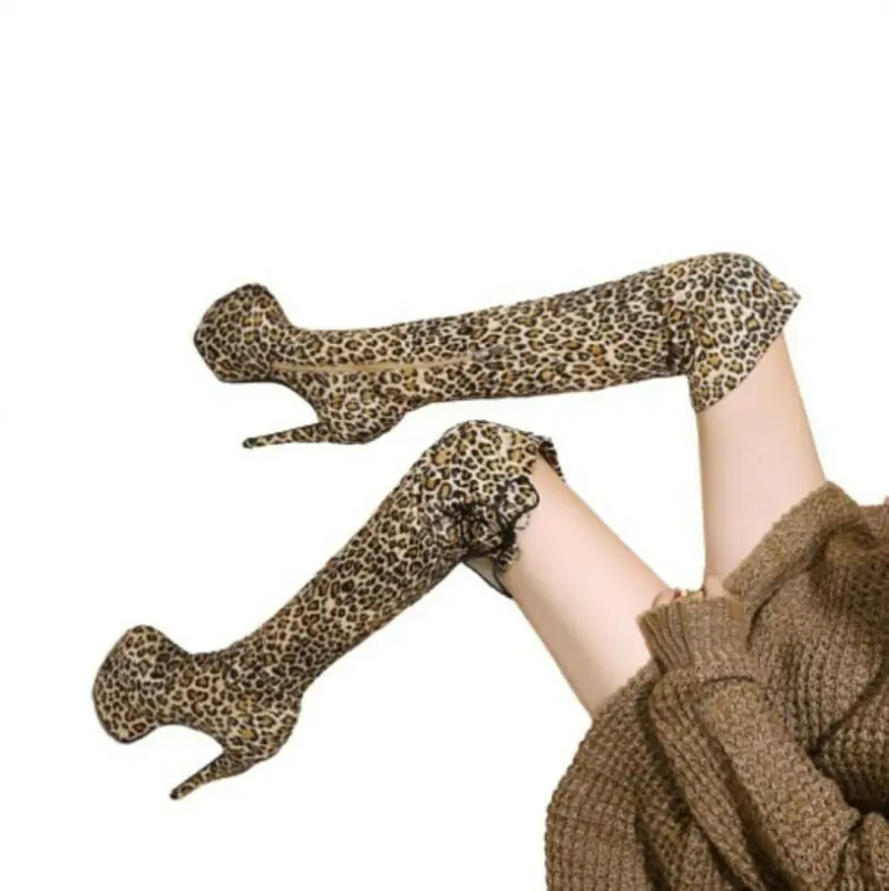 

Super High Heel Platform Stretchy Over The Thigh High Boots Ladies Shoes Club