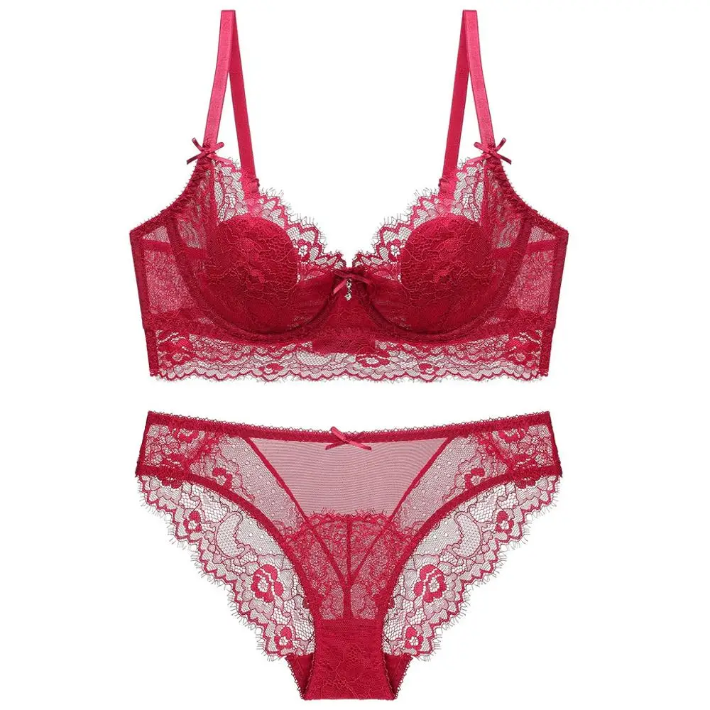 Высокое качество женские комплекты с бюстгальтером без подкладки тонкие трусики