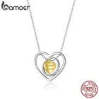 Женское геометрическое ожерелье bamoer BSN207 из стерлингового серебра 925 пробы с тремя подвесками в форме сердца, хороший подарок для влюбленных пар, 45 см