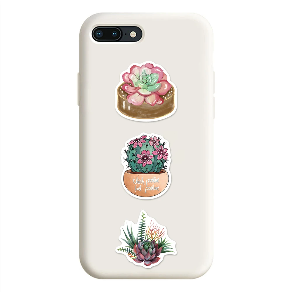 

10/50PCS Green Succulent Plant Stickers for Cactus Car Skateboard Mobile Phone Graffiti Waterproof Notebook Sticker Decoration