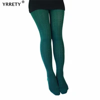 yrrety elastic stockings jacquard tights women warm solid female collant stretchy pantyhose hosiery autumn winter twist knitwear