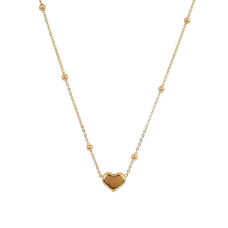 

Classic Heart-Shaped Pendant Gold Titanium Steel Necklace For Woman Korean Fashion Jewelry Wedding Girl's Sexy Clavicle Chain
