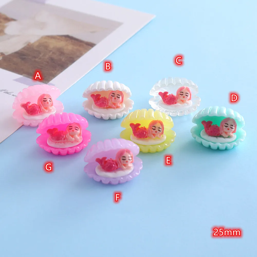 

New Cute 3D Mermaid Cabochons 10pcs Resin Figurine Crafts Cabochon Ornament Jewelry Making Hairwear Accessories 3D Mermaids