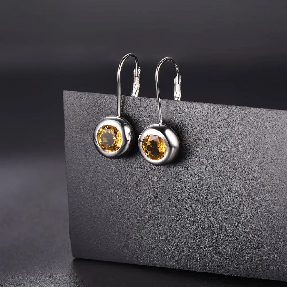 Серебряные серьги Hutang из цитрина серебряные клипсы с желтым камнем изысканный