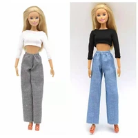 charming long sleeve shirt crop top outfits for barbie doll clothes short tops 16 bjd dolls accessories kids playhouse diy toys